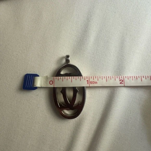 Authentic Cartier 2C Logo Silver Pendant Top Charm w/ Box - Picture 7 of 8